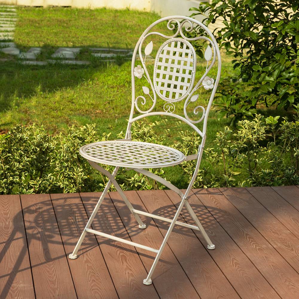 Sobuy - 3pcs Salon de Jardin 2 Personnes - 2 Chaises de Jardin + 1 Table Bistrot Pliantes Ensemble de Jardin Table Ronde L 60 x I 60 x H 77cm SoBuy - Image 4