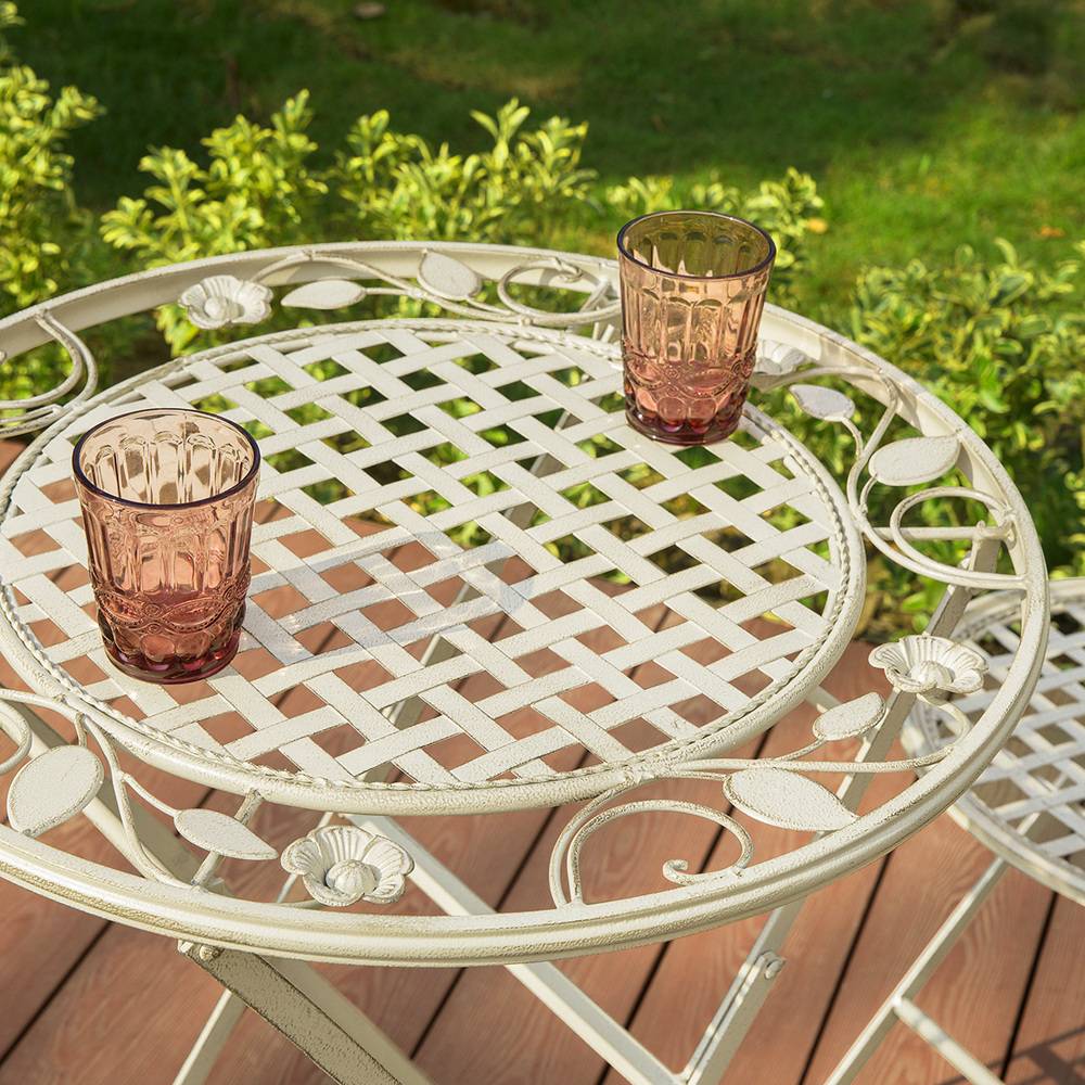 Sobuy - 3pcs Salon de Jardin 2 Personnes - 2 Chaises de Jardin + 1 Table Bistrot Pliantes Ensemble de Jardin Table Ronde L 60 x I 60 x H 77cm SoBuy - Image 5