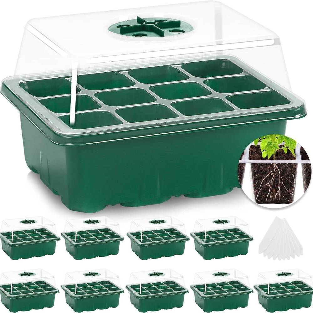 DtopbuyAge - Serre pour semis - Lot de 10 - avec dôme d'humidité et bac de récupération - Réutilisable - DtopbuyAge - Image 4