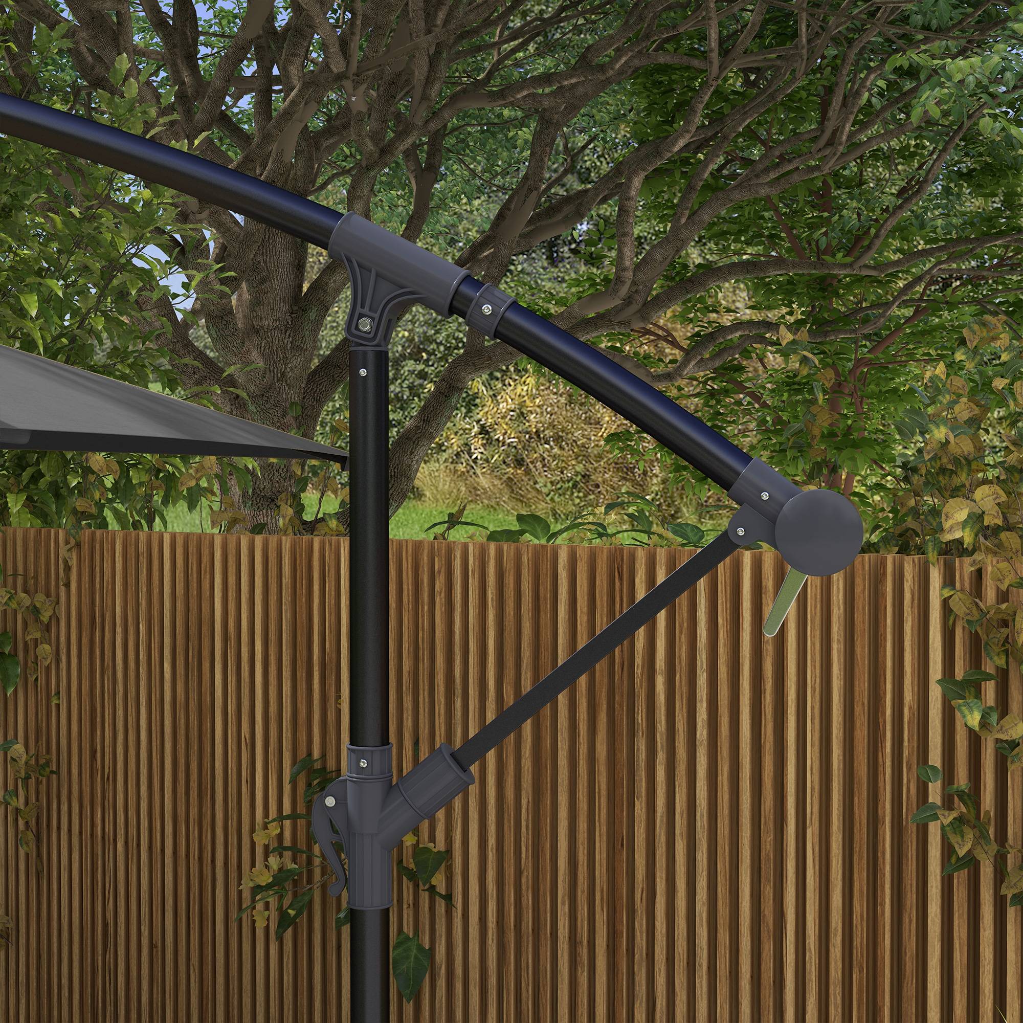 ComfortXL - Parasol déporté extérieur acier pour jardin et patio grande zone ombre avec manivelle gris - ComfortXL Outdoor Living - Image 10