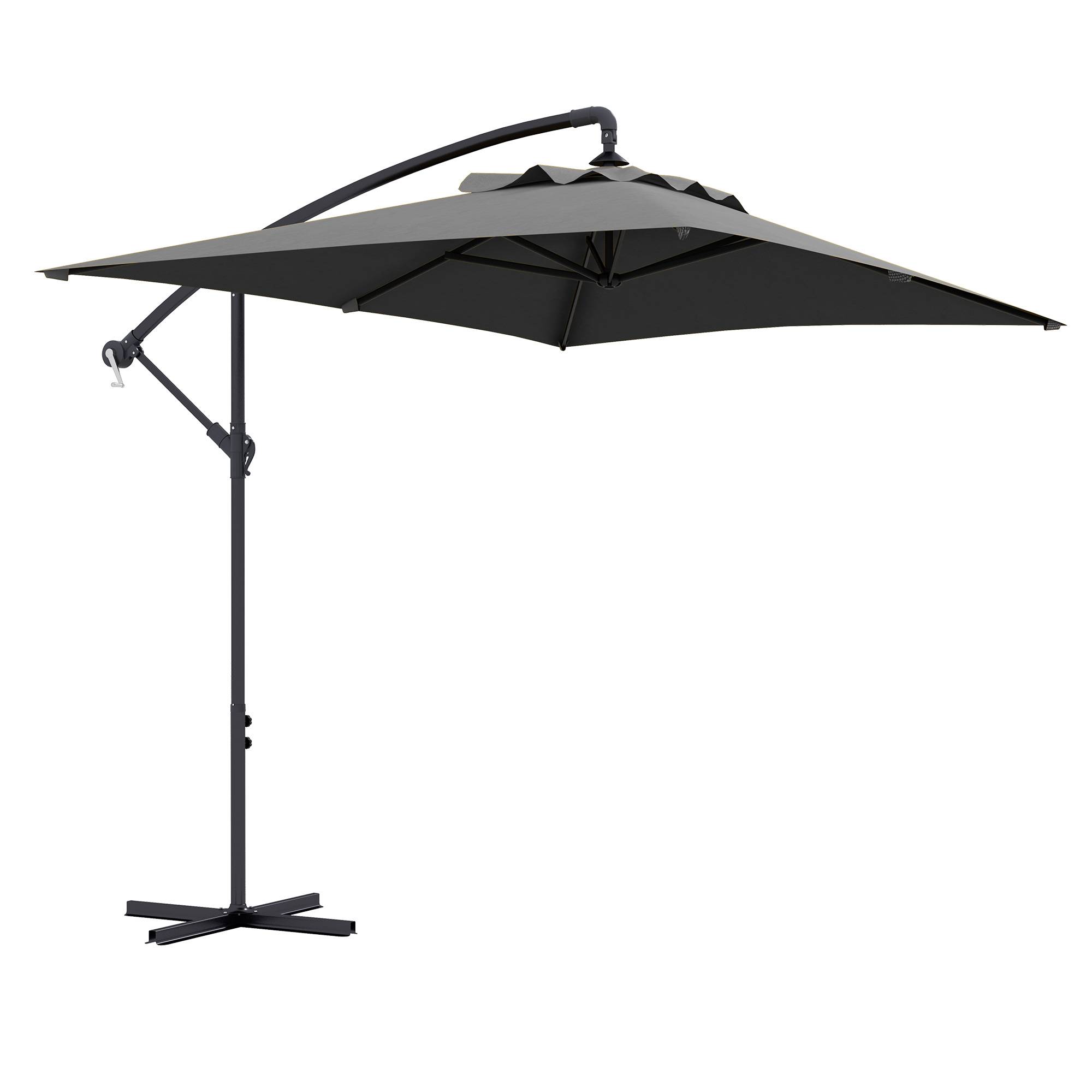 ComfortXL - Parasol déporté extérieur acier pour jardin et patio grande zone ombre avec manivelle gris - ComfortXL Outdoor Living - Image 1