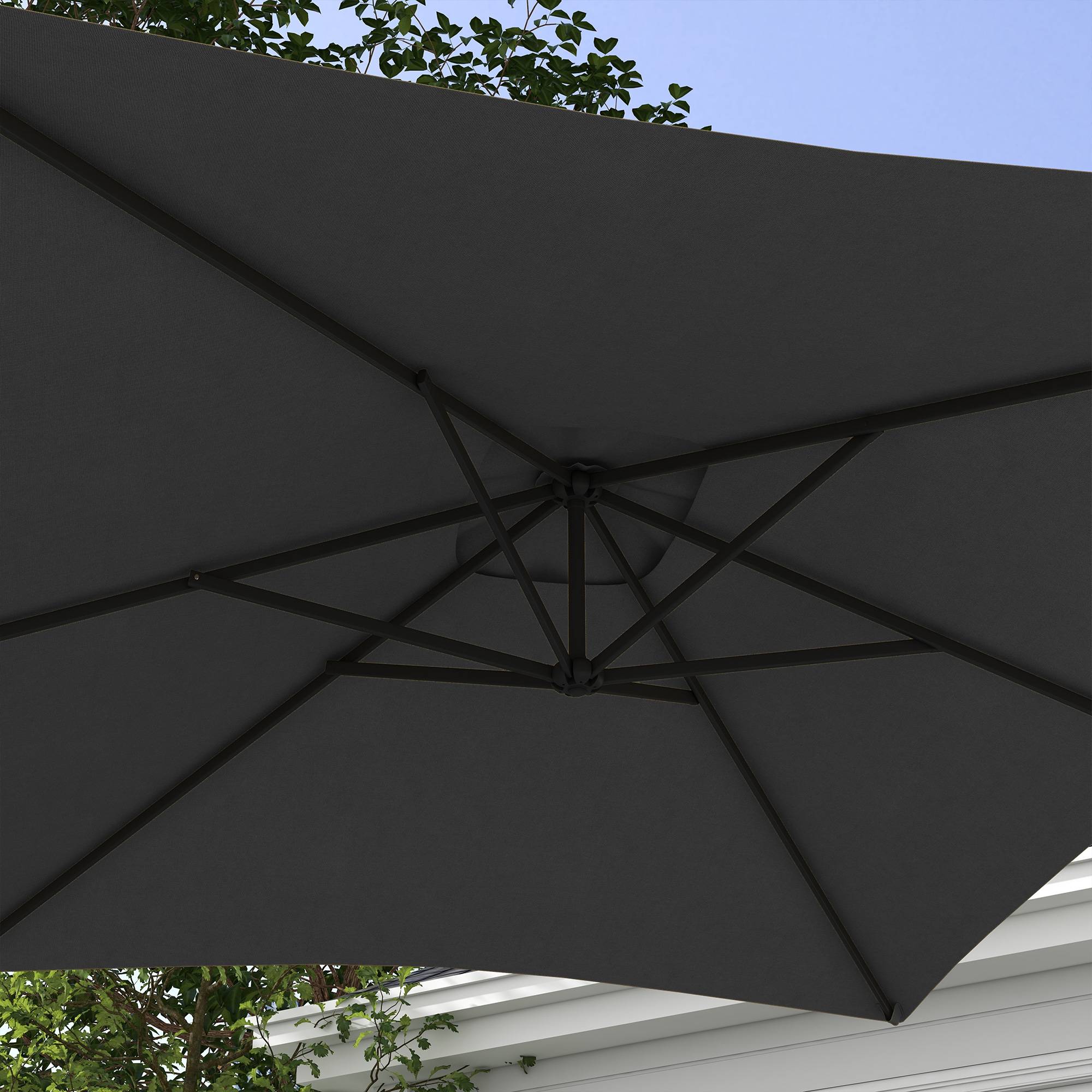 ComfortXL - Parasol déporté extérieur acier pour jardin et patio grande zone ombre avec manivelle gris - ComfortXL Outdoor Living - Image 9