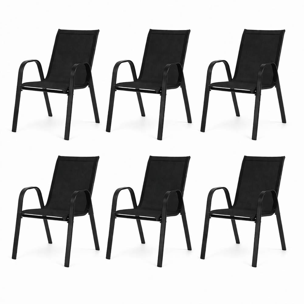 Chaises de jardin empilables textilène x6 Unité Noir - Image 1