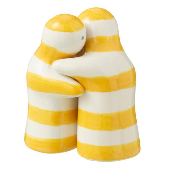 Salière & Poivrière en Céramique "Granada Rayure" 8cm Jaune - Image 1