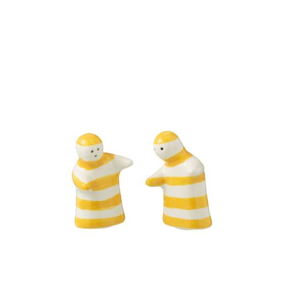 Salière & Poivrière en Céramique "Granada Rayure" 8cm Jaune - Image 2