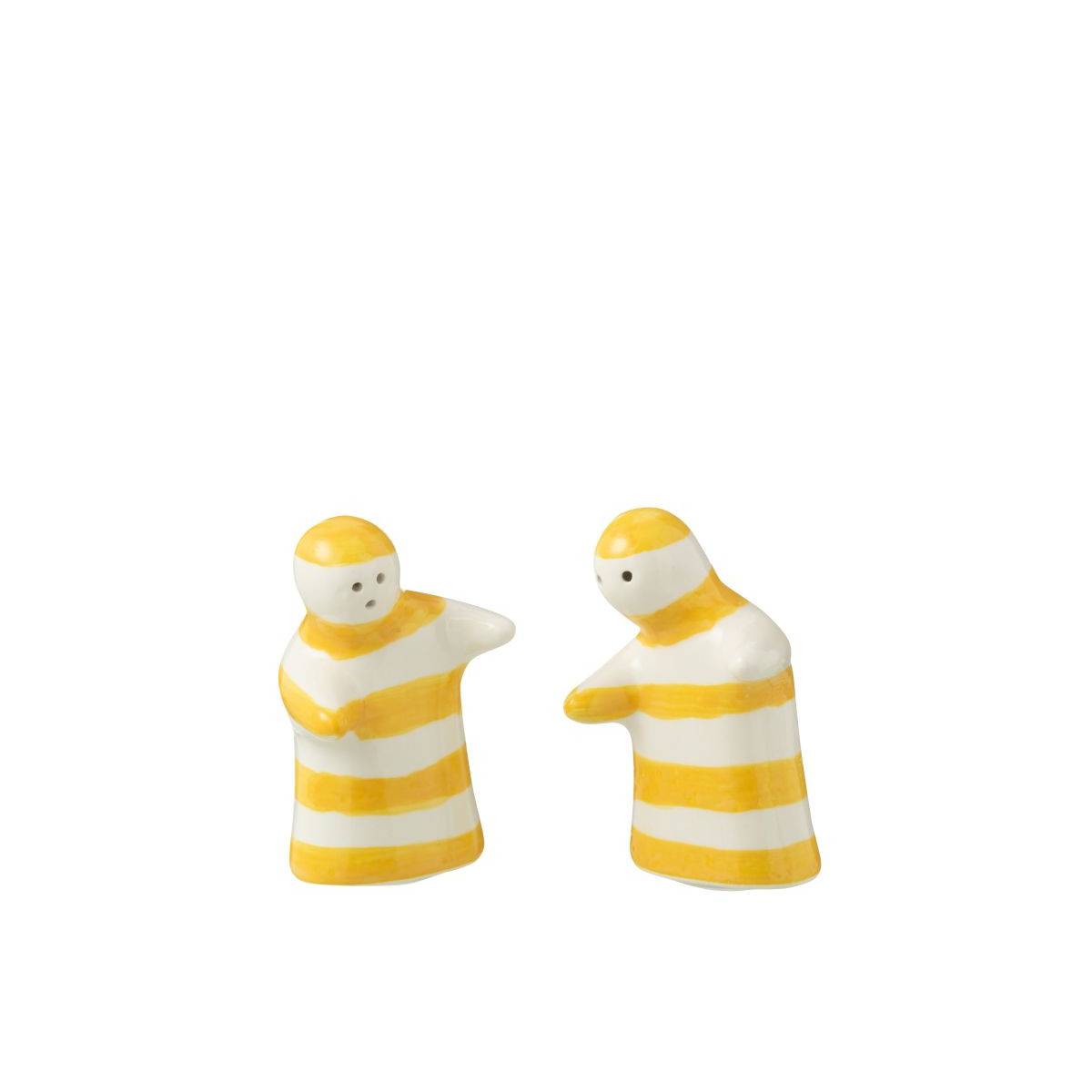 Salière & Poivrière en Céramique "Granada Rayure" 8cm Jaune - Image 2