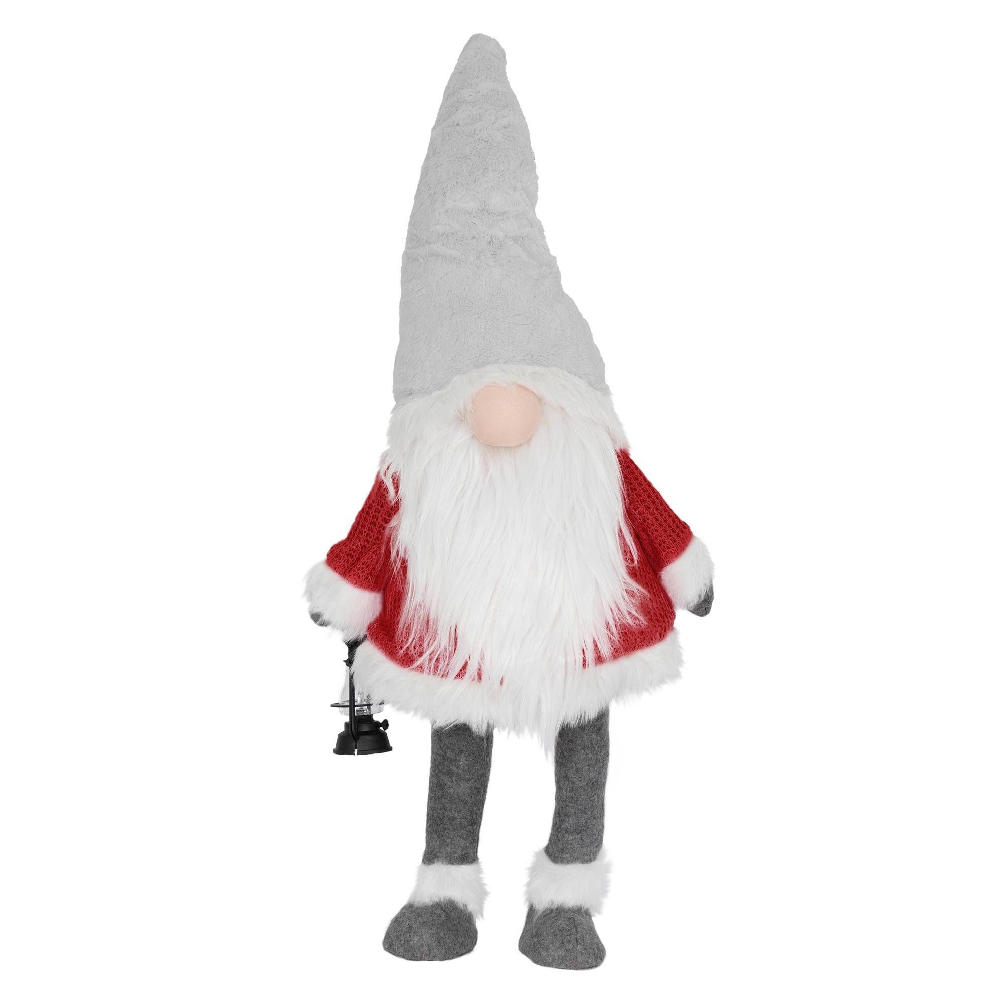 Ecd-Germany - Gnome de Noël ornement poupée lanterne LED à piles figurine d'elfe rouge 80 cm - Image 1