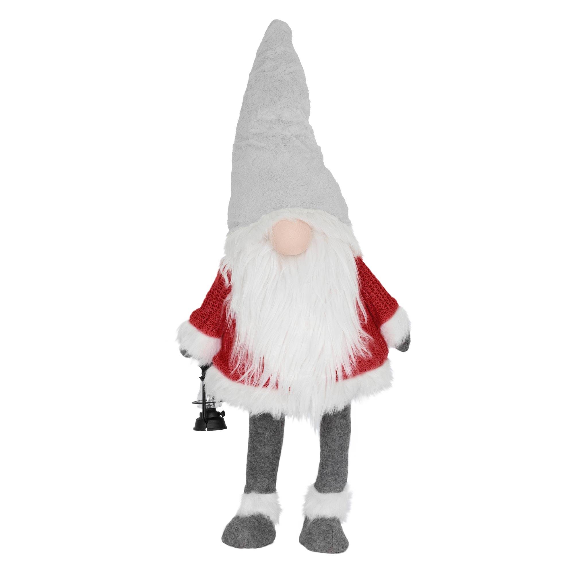 Ecd-Germany - Gnome de Noël ornement poupée lanterne LED à piles figurine d'elfe rouge 80 cm - Image 2