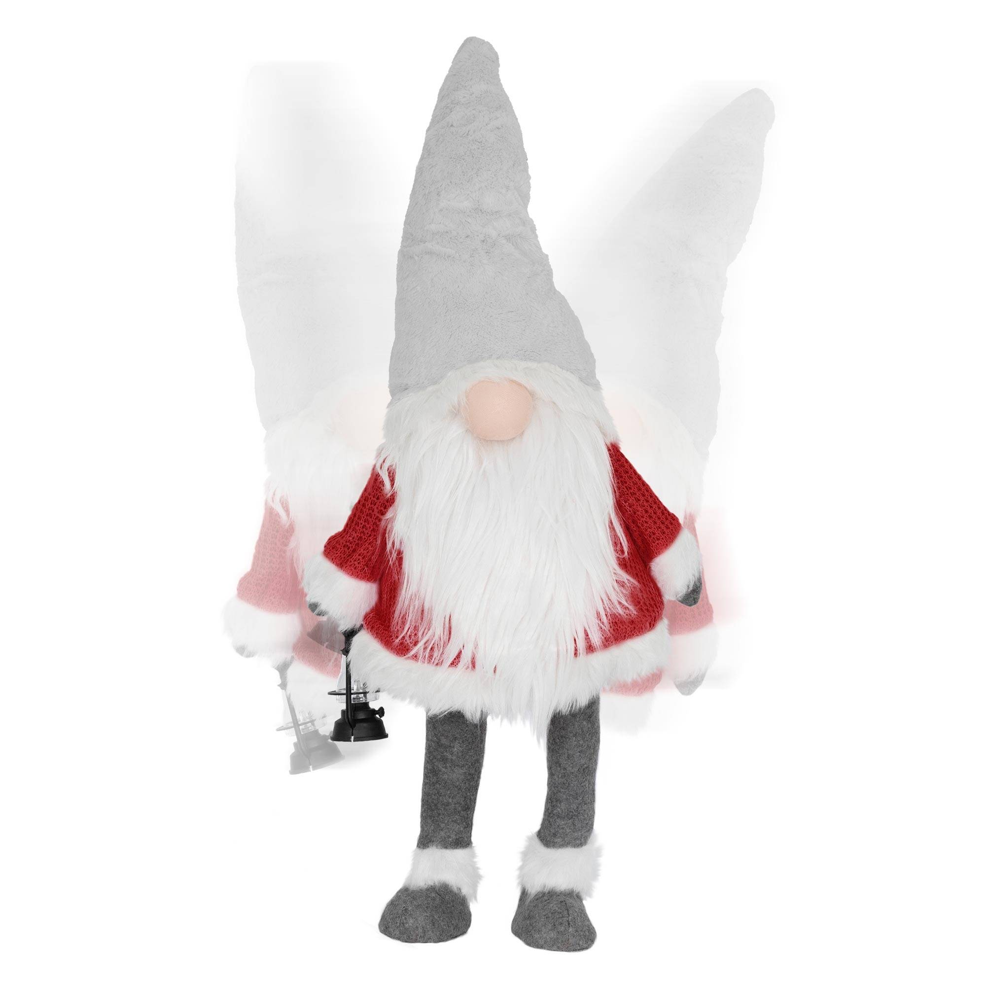 Ecd-Germany - Gnome de Noël ornement poupée lanterne LED à piles figurine d'elfe rouge 80 cm - Image 6