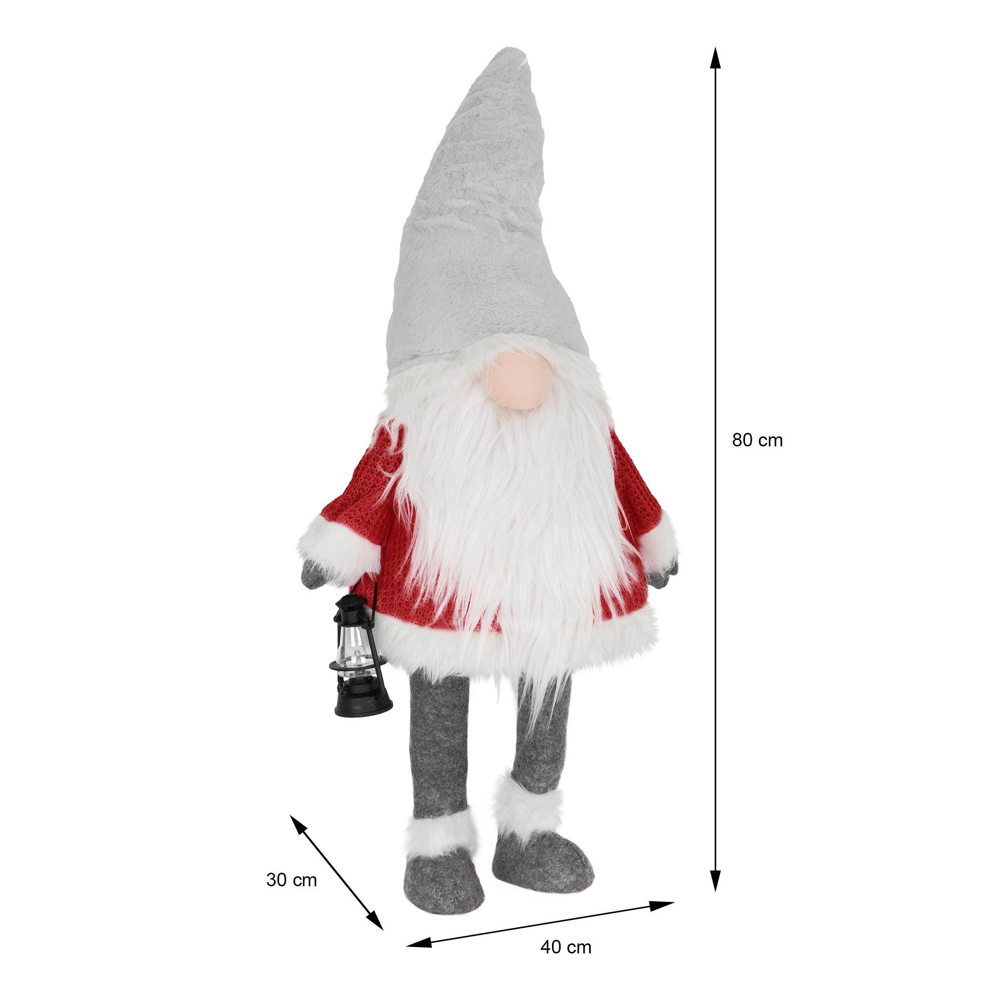 Ecd-Germany - Gnome de Noël ornement poupée lanterne LED à piles figurine d'elfe rouge 80 cm - Image 7