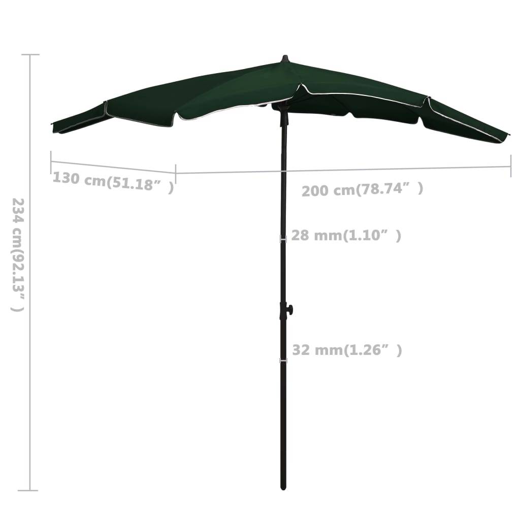 Parasol de jardin - parasol d'extérieur avec mât 200x130 cm vert - MEUBLE PRO - Image 6