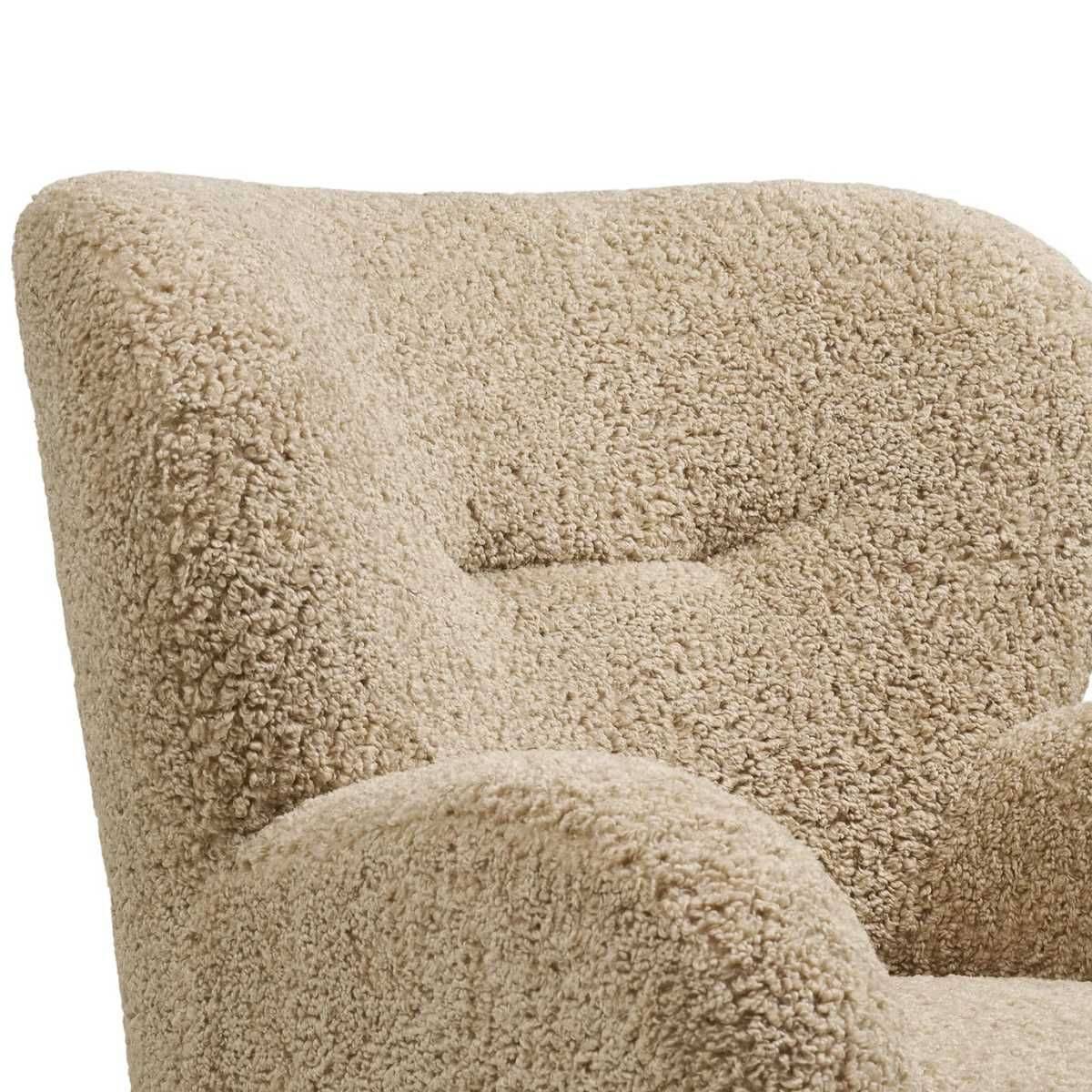 Fauteuil lounge vintage en tissu bouclette beige foncé - YOLAN - Image 3
