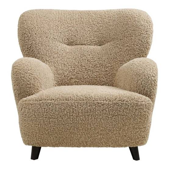 Fauteuil lounge vintage en tissu bouclette beige foncé - YOLAN - Image 5