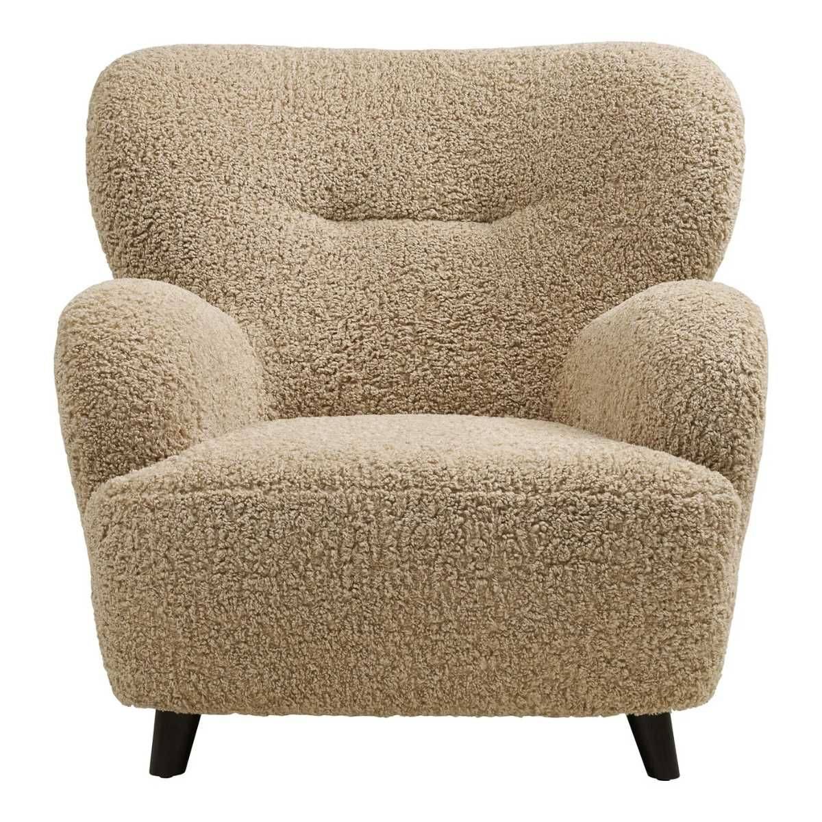 Fauteuil lounge vintage en tissu bouclette beige foncé - YOLAN - Image 5