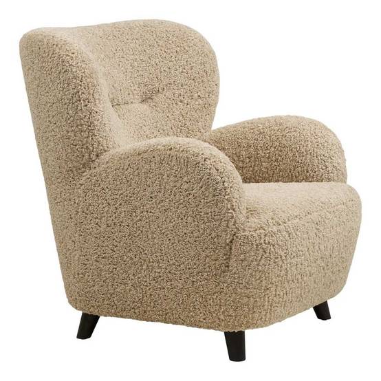 Fauteuil lounge vintage en tissu bouclette beige foncé - YOLAN - Image 7