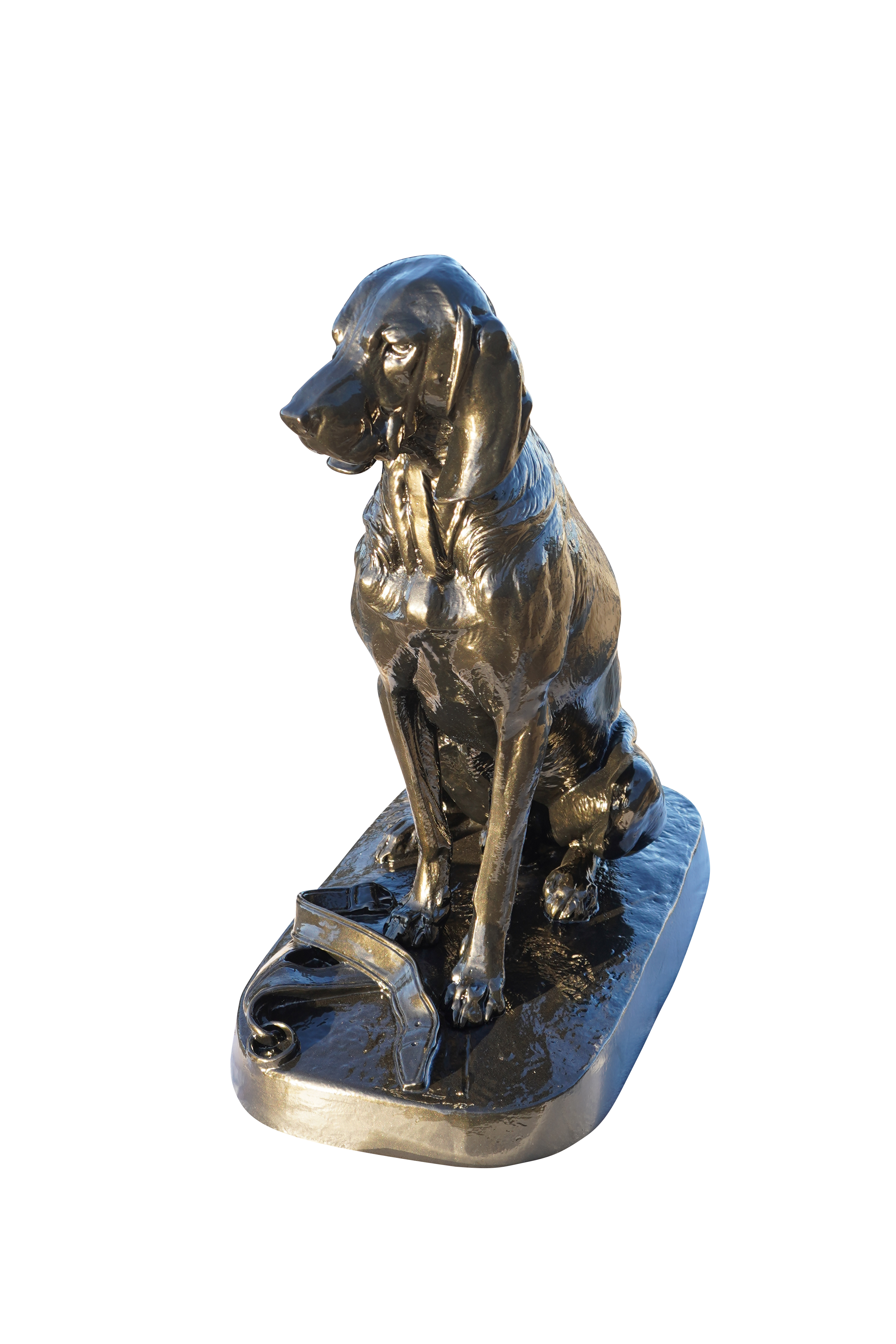 Statue en fonte, chien au collier Dommartin vieux bronze - Image 3