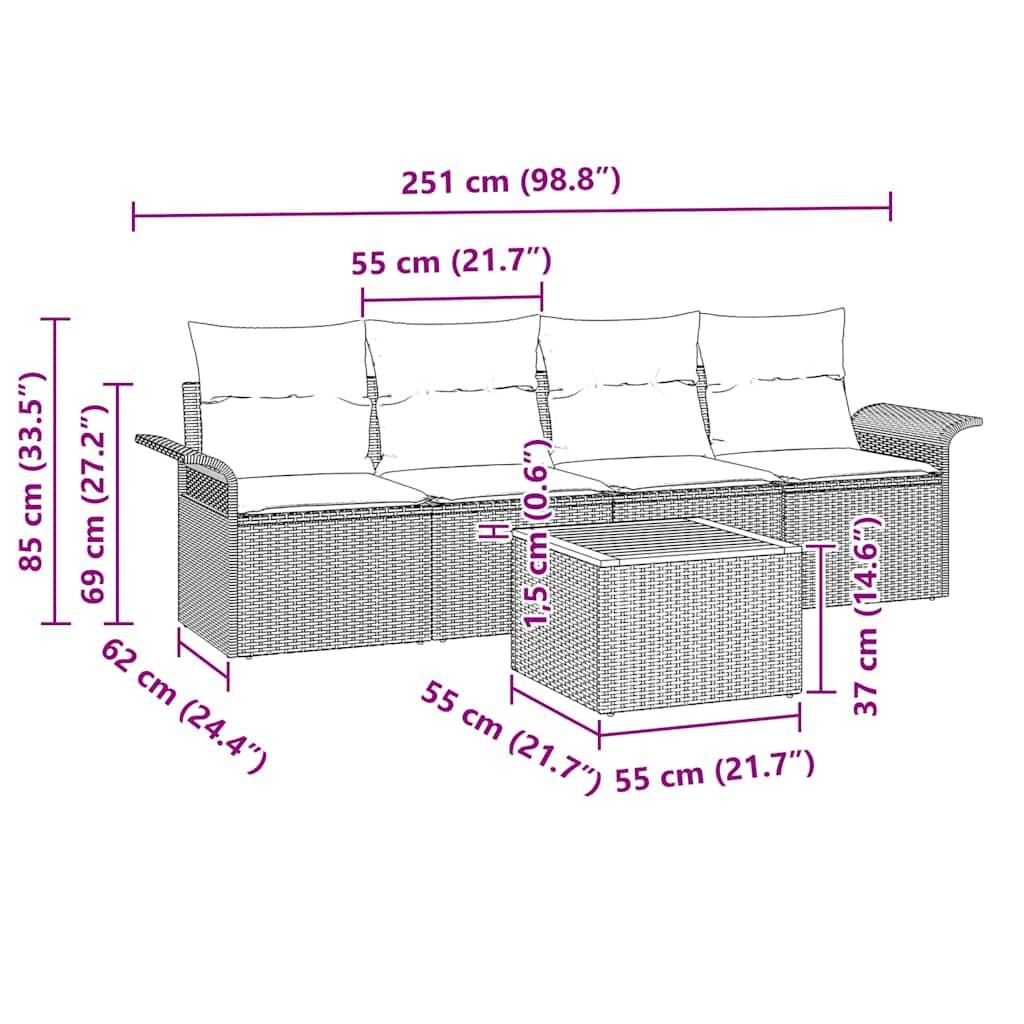 Vidaxl - Ensemble de canapé de jardin 5 pcs Beige et Gris clair vidaXL 3355928 - Image 3