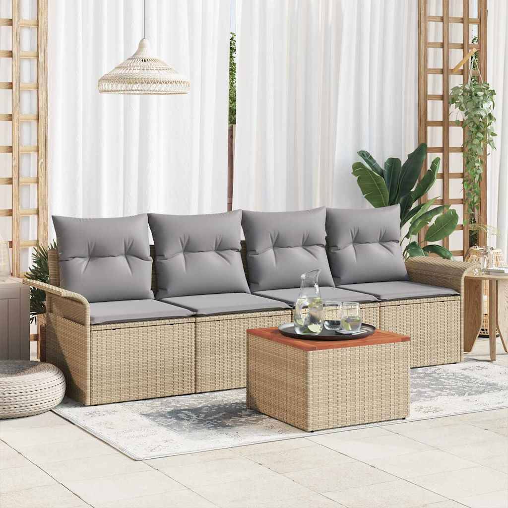 Vidaxl - Ensemble de canapé de jardin 5 pcs Beige et Gris clair vidaXL 3355928 - Image 1