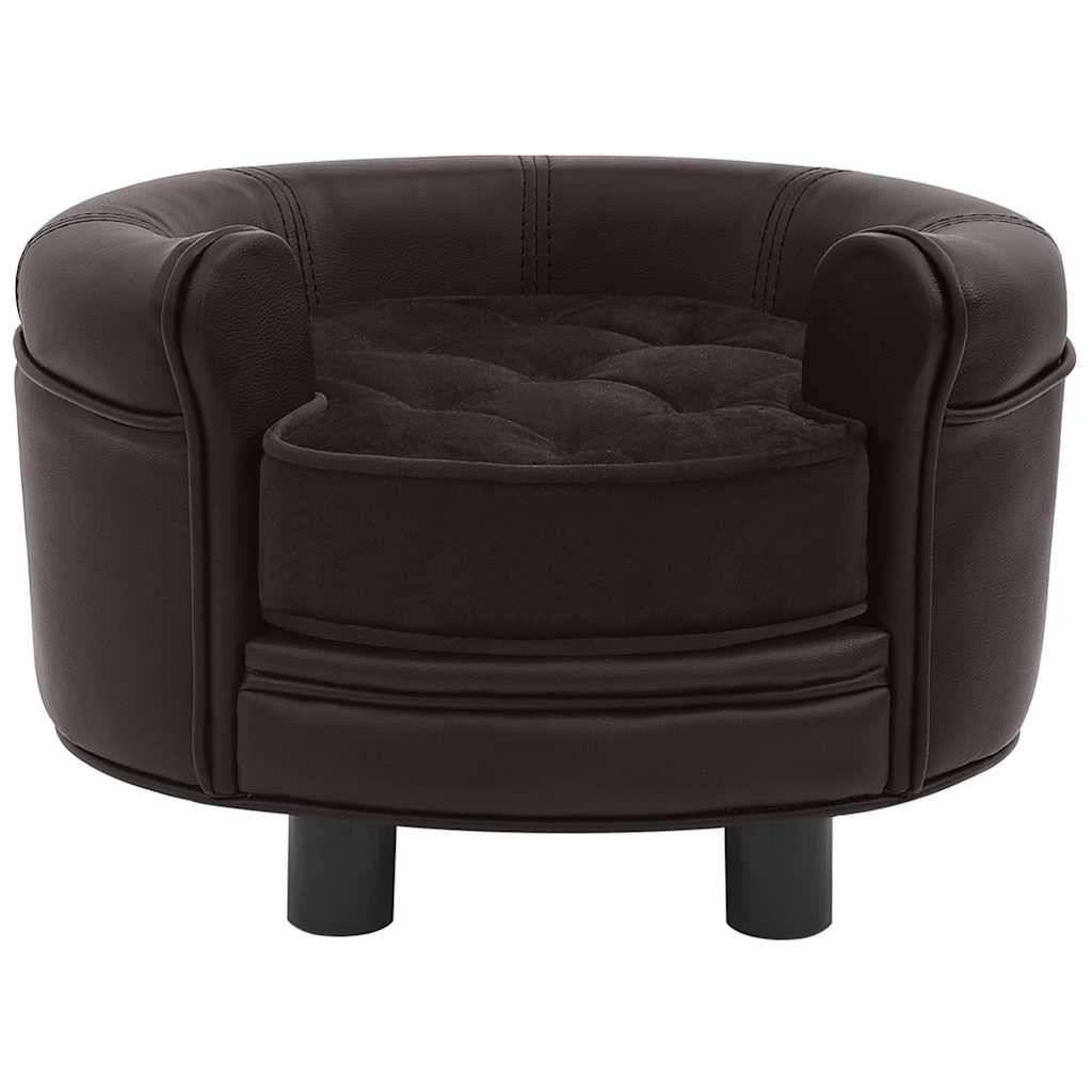 Vidaxl - Canapé pour chien Marron 48x48x32 cm Peluche et similicuir vidaXL 170958 - Image 2