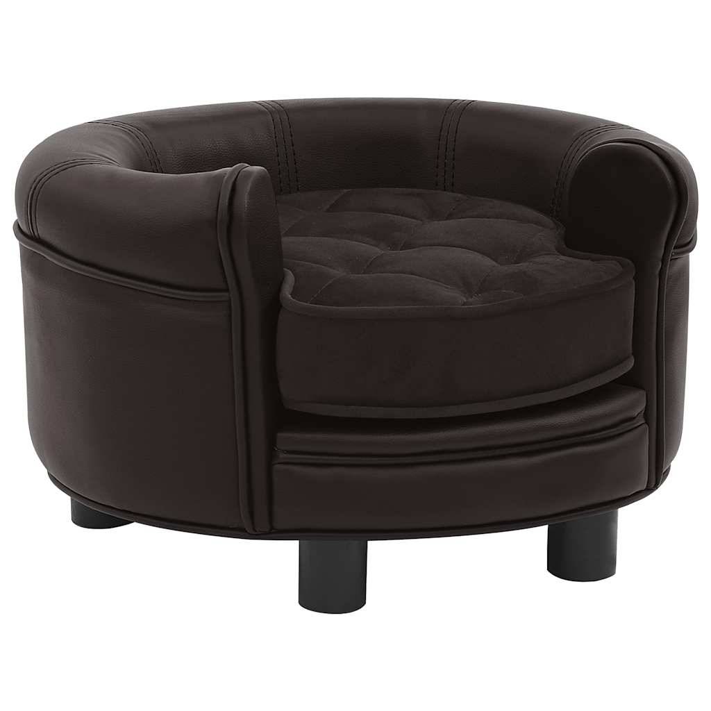 Vidaxl - Canapé pour chien Marron 48x48x32 cm Peluche et similicuir vidaXL 170958 - Image 1