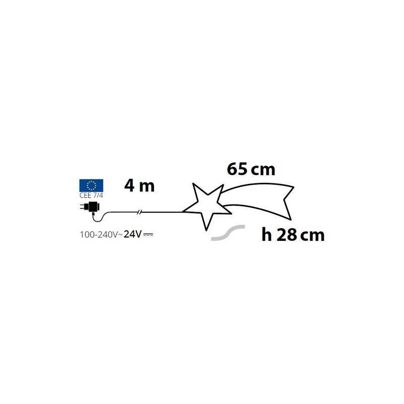 Lotti - Etoile filante lumineuse 65CM 192 LED blanc chaud flash scintillant tube néon 24V IP44 extérieur Lotti - Image 3