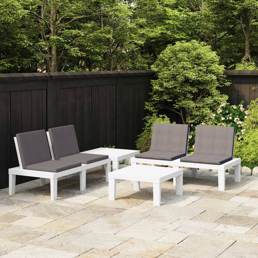 Vidaxl - Salon de jardin 4 pcs avec coussins Plastique Blanc vidaXL 3059831 - Image 1