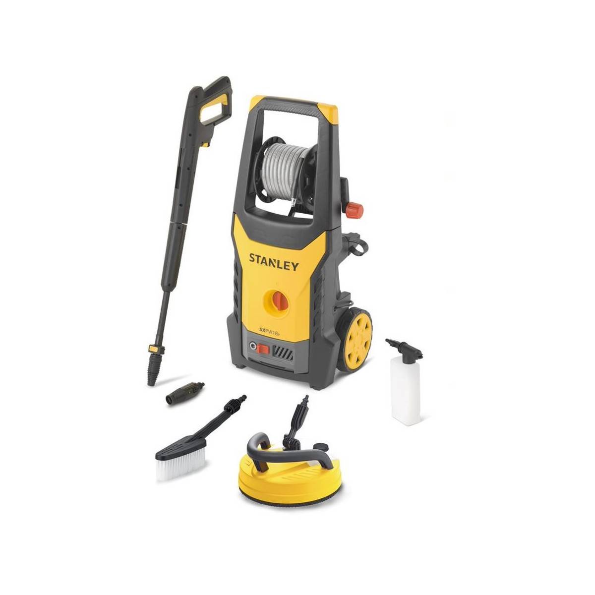 stanley - Nettoyeur Haute Pression 135bars 1800W Enrouleur + Brosse Fixe + Brosse Terrasse STANLEY - Image 1