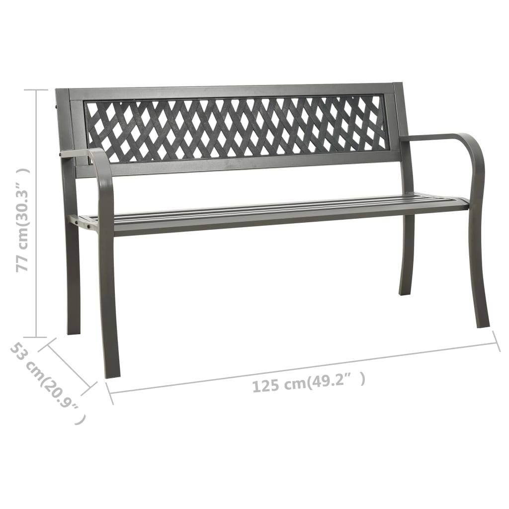 Helloshop26 - Banc de jardin meuble de patio d'extérieur terrasse 125 x 53 x 77 cm acier gris - Image 6