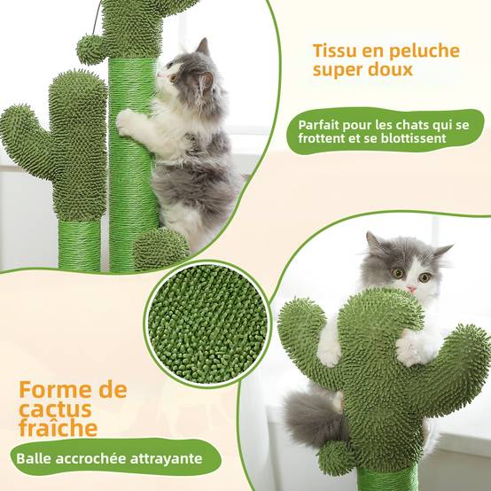 Arbre à Chat Cactus Lot de 3 Vert (XL) PAWZ Road - Image 4