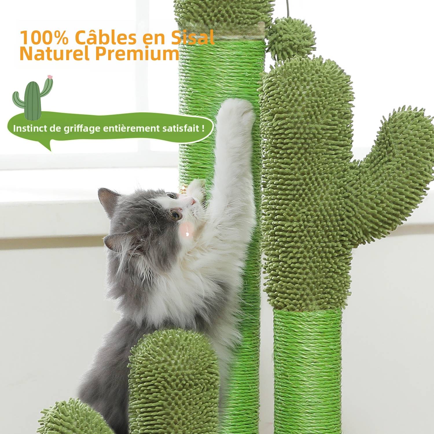 Arbre à Chat Cactus Lot de 3 Vert (XL) PAWZ Road - Image 5