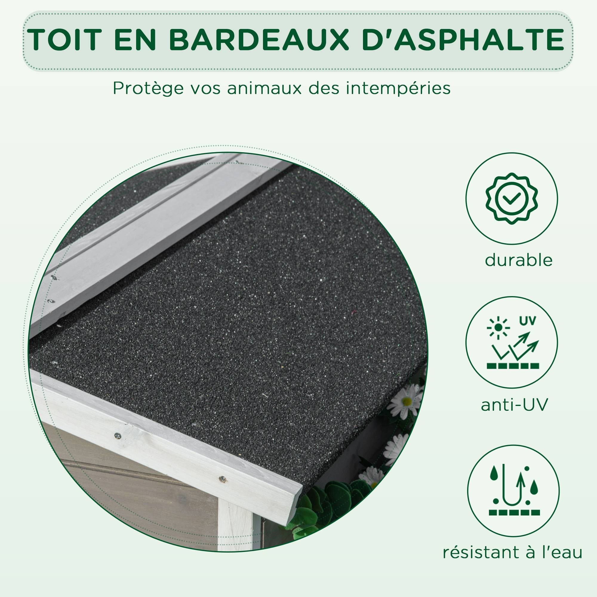 Sans Marque - Maisonnette pour chats niche extérieure surélevé avec terrasse étanche en bois, dim. 115L x 66,5P x 74,7H cm, gris - Image 7