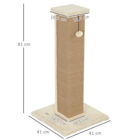 Poteau Griffoir Haut pour Chat 81 cm en Jute avec Balle de Jeu et Base Stable Beige - ComfortXL Outdoor Living - Image 5