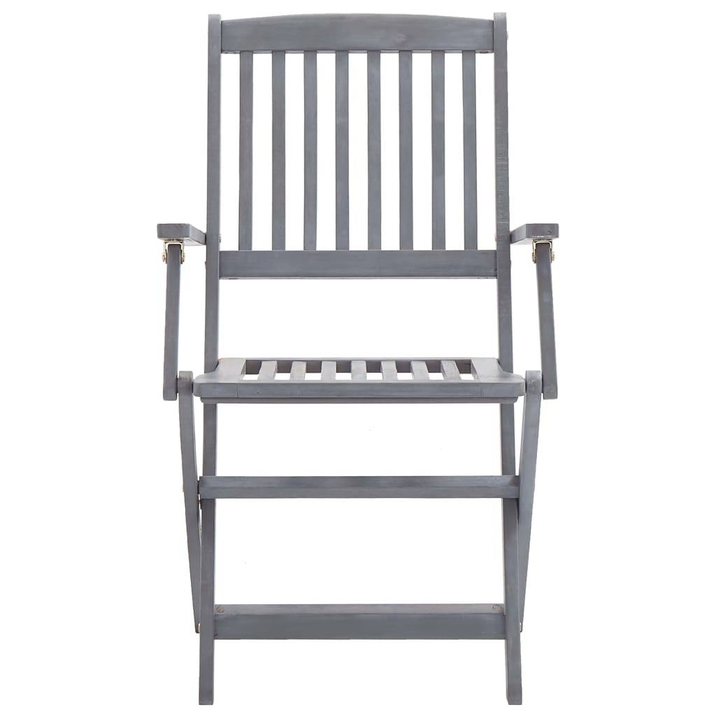 Maison Chic - Ensemble de 5 pcs table de jardin avec chaises - mobilier de jardin Bois d'acacia massif Gris-JU2765 - Image 6