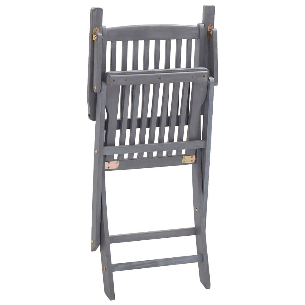 Maison Chic - Ensemble de 5 pcs table de jardin avec chaises - mobilier de jardin Bois d'acacia massif Gris-JU2765 - Image 9