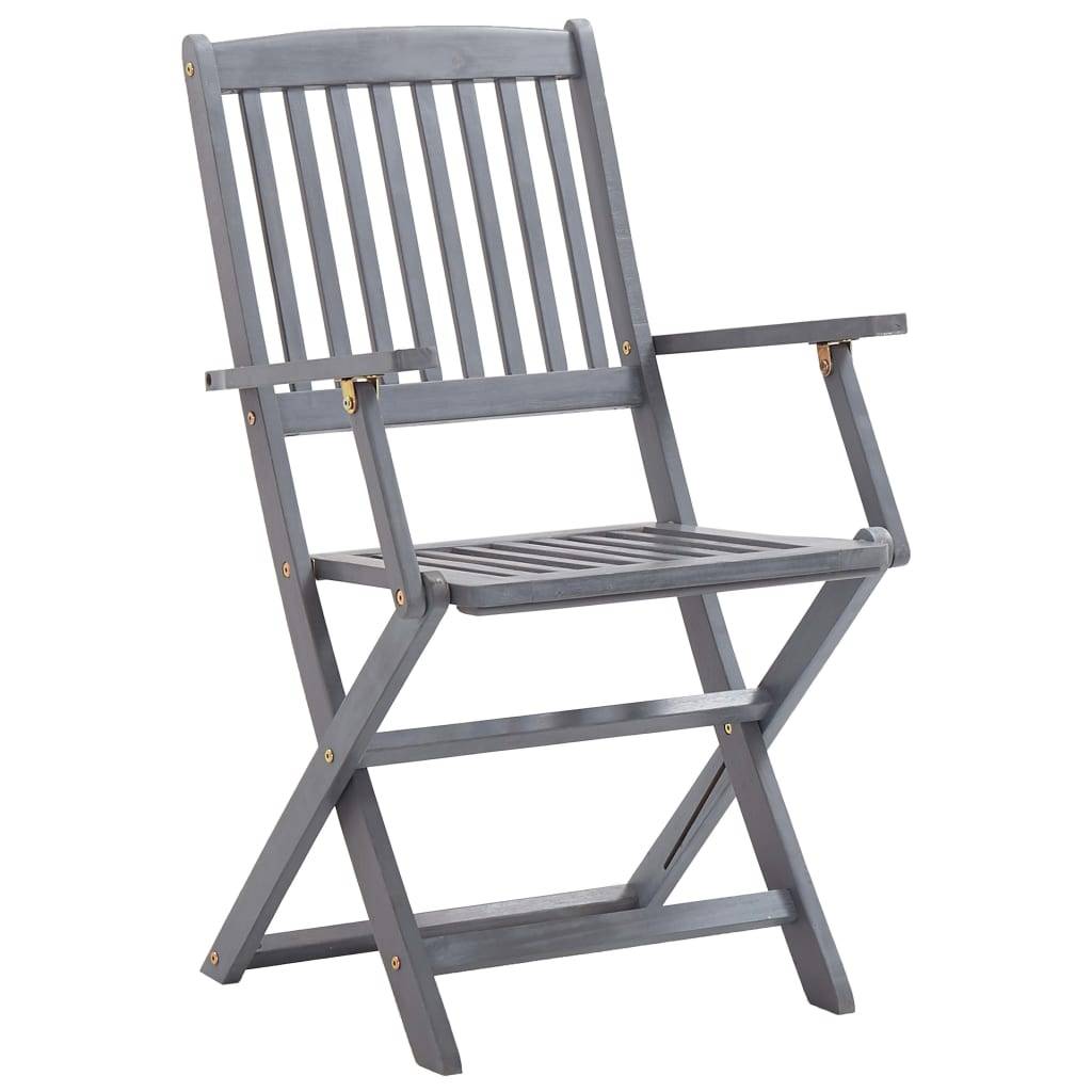 Maison Chic - Ensemble de 5 pcs table de jardin avec chaises - mobilier de jardin Bois d'acacia massif Gris-JU2765 - Image 5