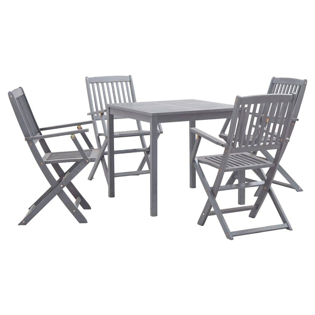 Maison Chic - Ensemble de 5 pcs table de jardin avec chaises - mobilier de jardin Bois d'acacia massif Gris-JU2765 - Image 2