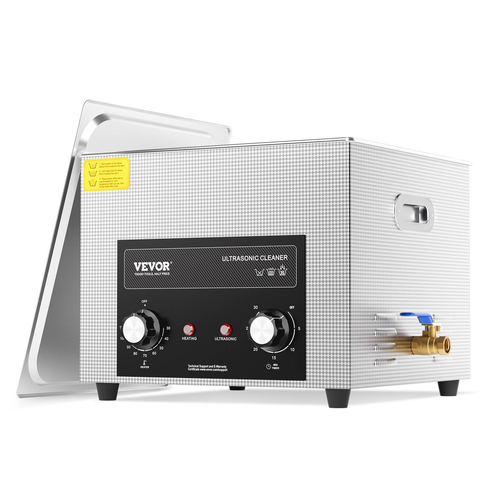 VEVOR Nettoyeur ultrasons numérique 15L, minuterie, chauffage, panier. Professionnel 360W. Pour bijoux, lunettes. - Image 1