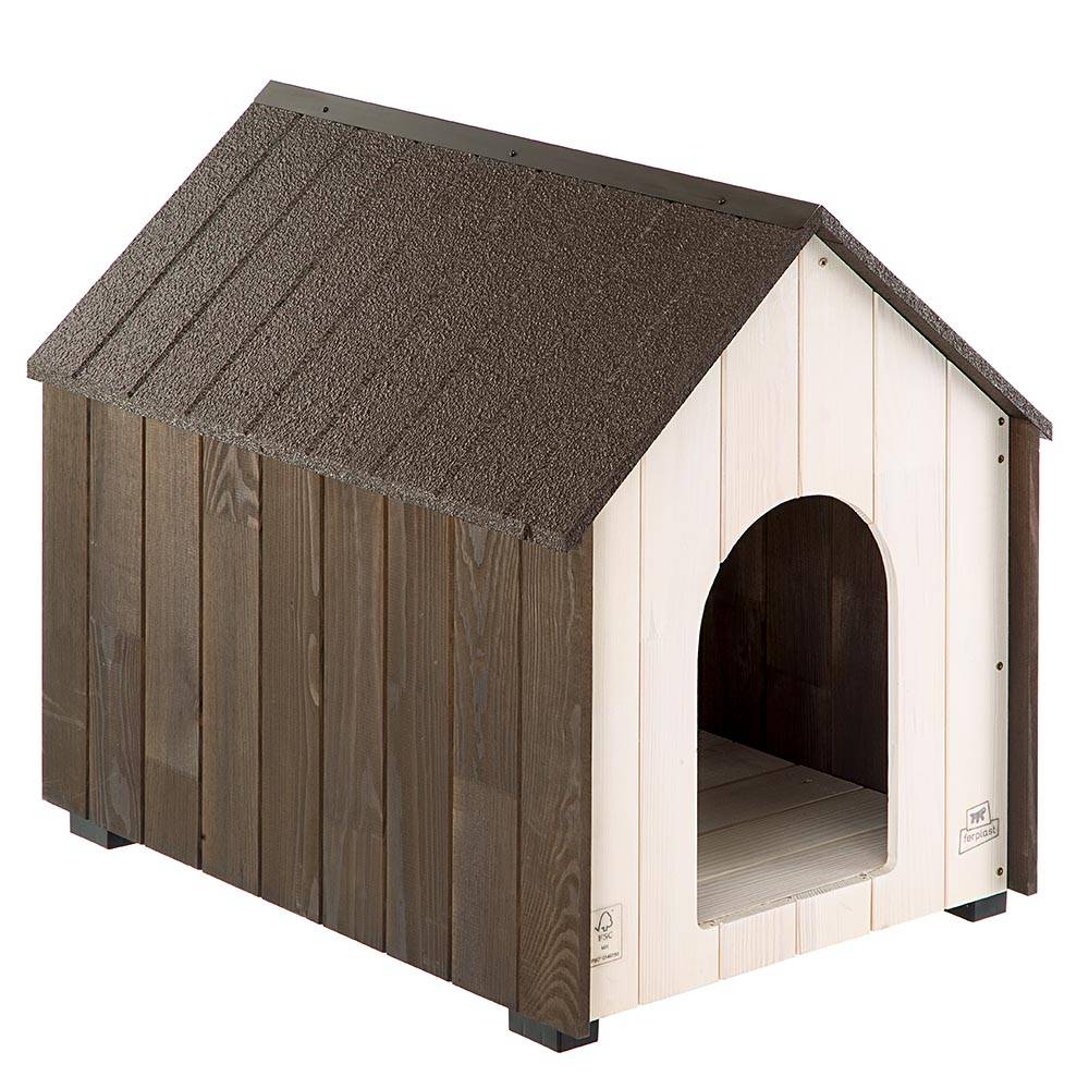 Ferplast - Niche d'extérieur, KOYA LARGE Maison pour Chiens en Bois FSC avec Peinture non Toxique, Trous d'aération, Pieds Isolants - Image 1