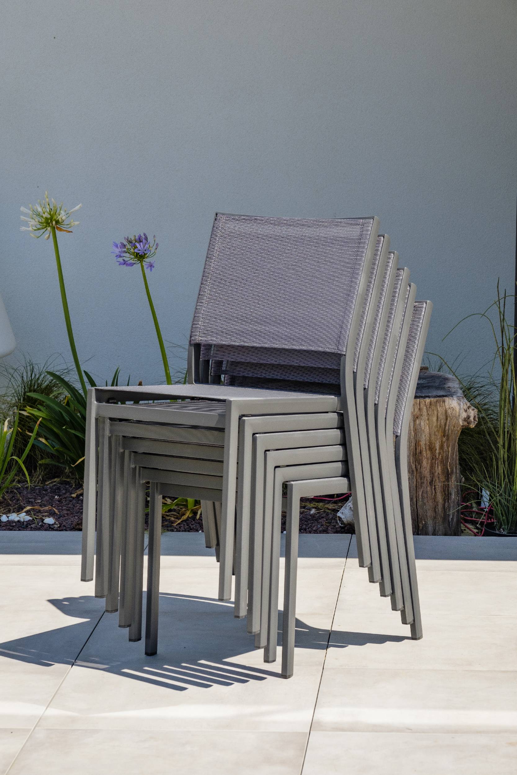 Dcb Garden - Ensemble repas de jardin 8 places en céramique sur verre - Gris anthracite - STOCKHOLM - Image 4