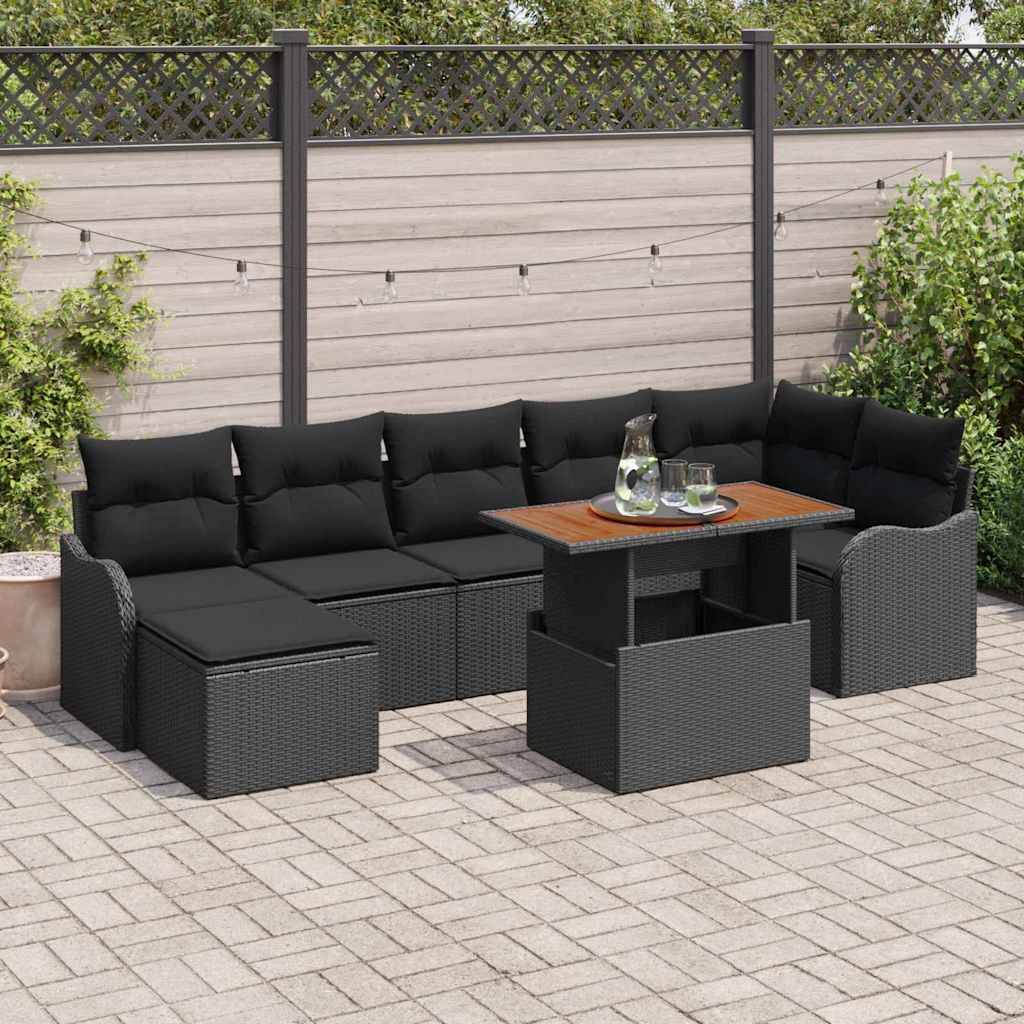 ComfortXL - Canapé Extérieur 8 Pièces Polyrotin Noir – Pouf Coffre & Design Moderne Résistant – Noir – ComfortXL Outdoor Living - Image 1
