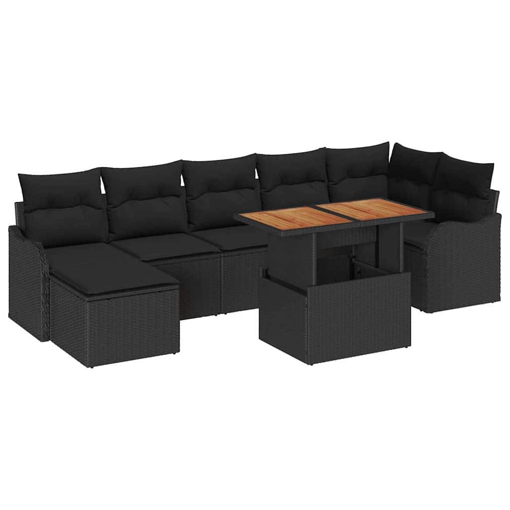 ComfortXL - Canapé Extérieur 8 Pièces Polyrotin Noir – Pouf Coffre & Design Moderne Résistant – Noir – ComfortXL Outdoor Living - Image 2