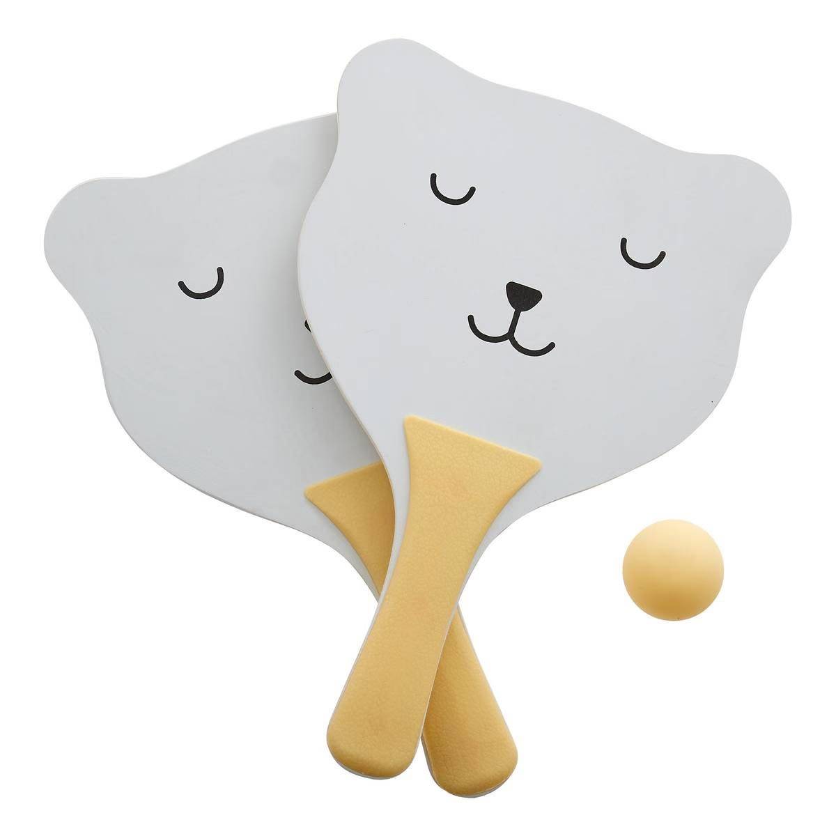 Jeu de Raquettes de Plage "Ourson" 28cm Naturel - Image 1