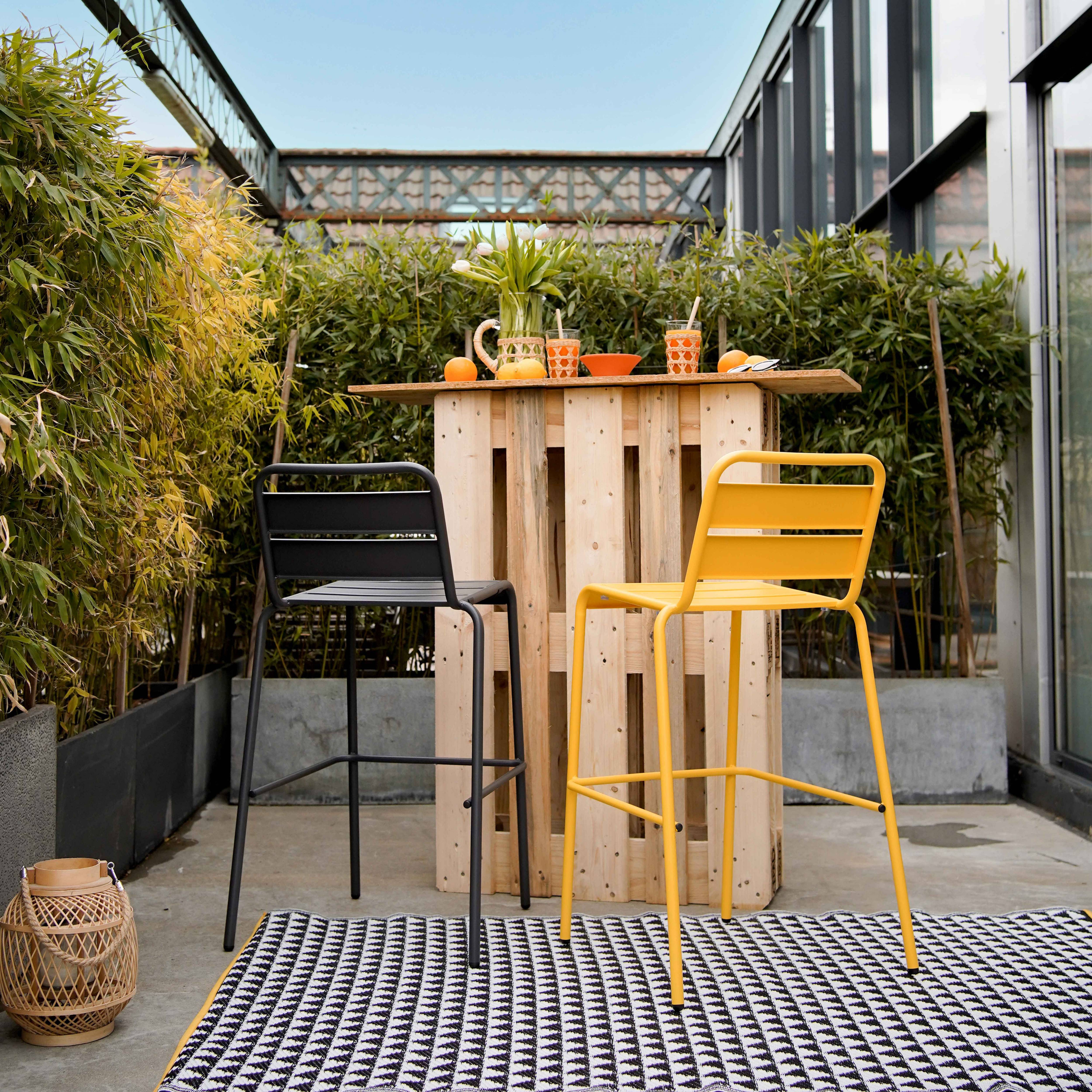 Oviala - Chaise haute de jardin en métal jaune Palavas - Oviala - Image 5