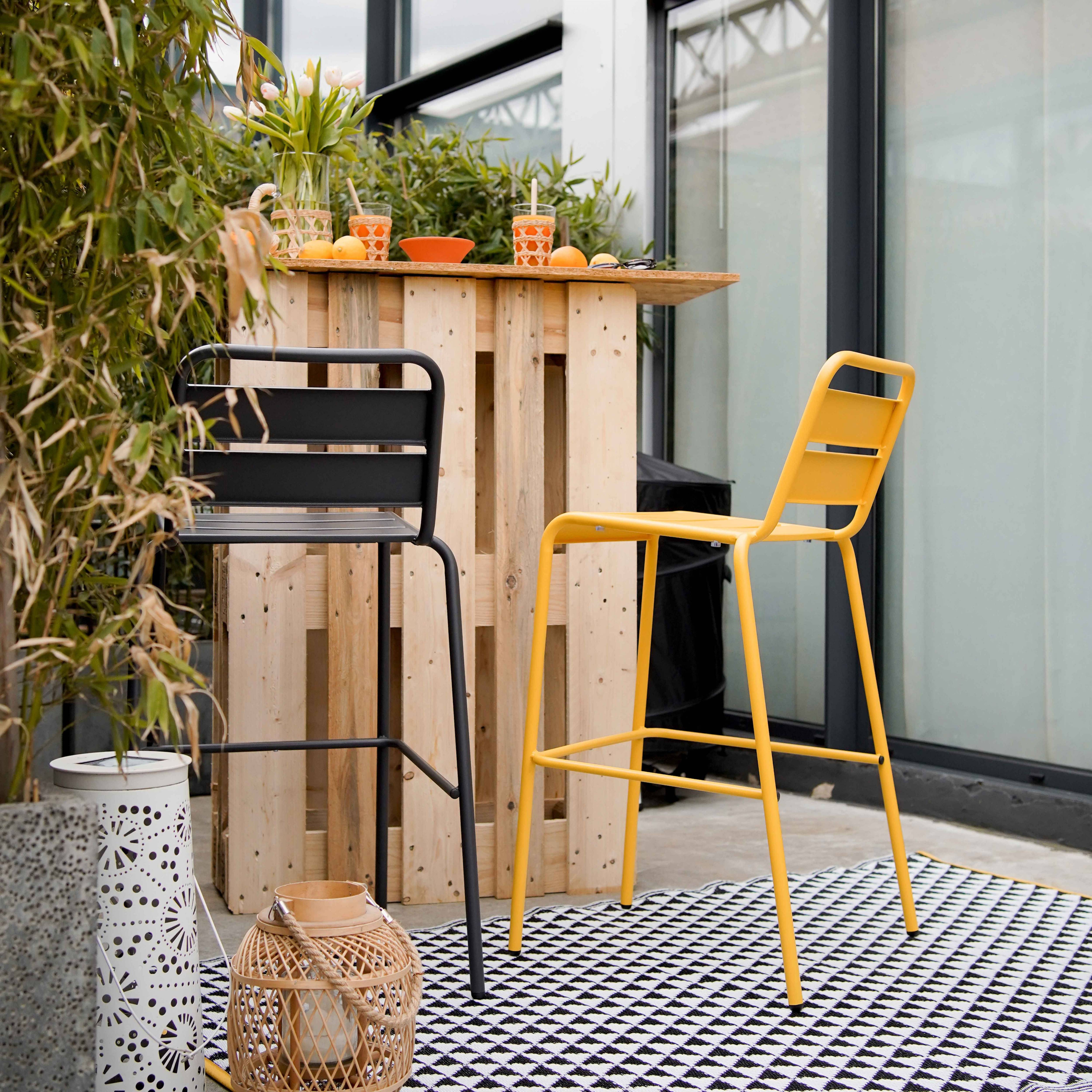Oviala - Chaise haute de jardin en métal jaune Palavas - Oviala - Image 6