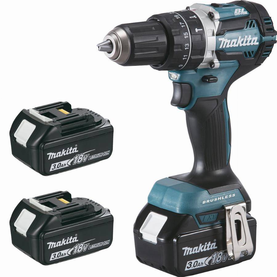 Makita - Perceuse visseuse à percussion 18 V Li-ion 3 Ah Ø 13 mm (3 batteries) MAKITA - 3 batteries, chargeur, coffret - DHP484RF3J
