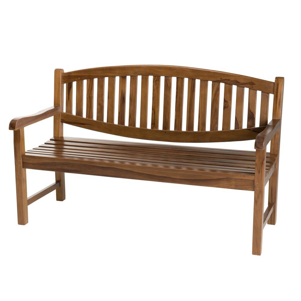 Macabane - MAEVA - Banc de jardin ovale en bois teck huilé - Image 1