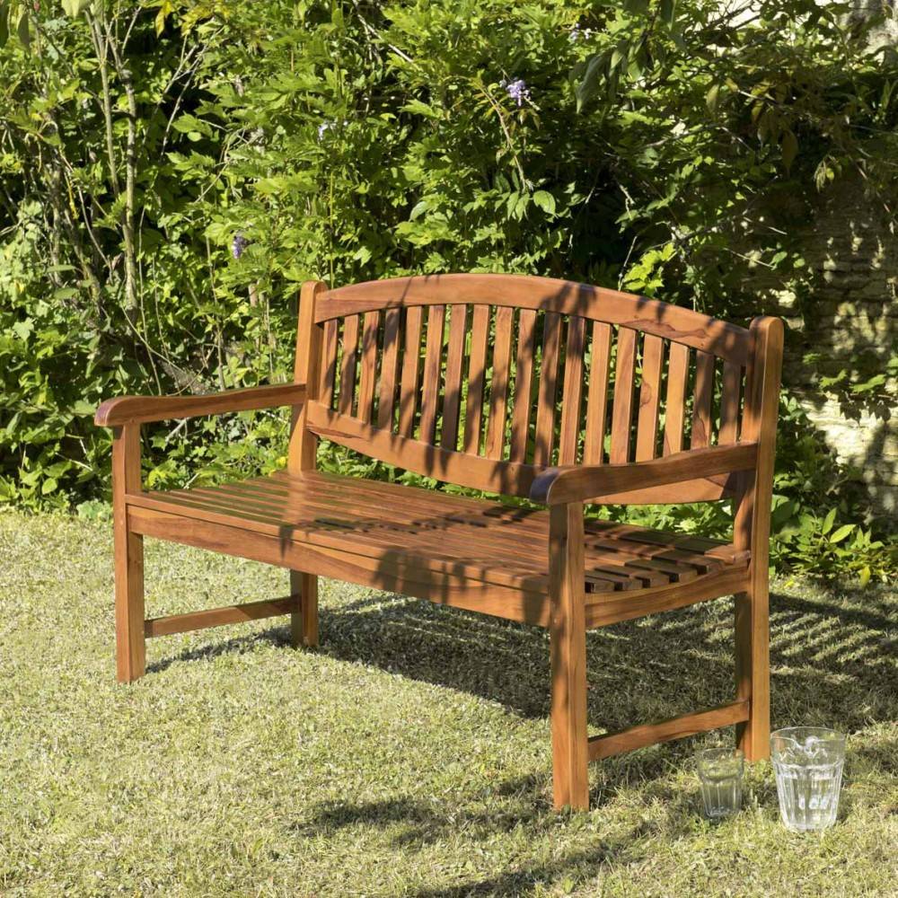 Macabane - MAEVA - Banc de jardin ovale en bois teck huilé - Image 2