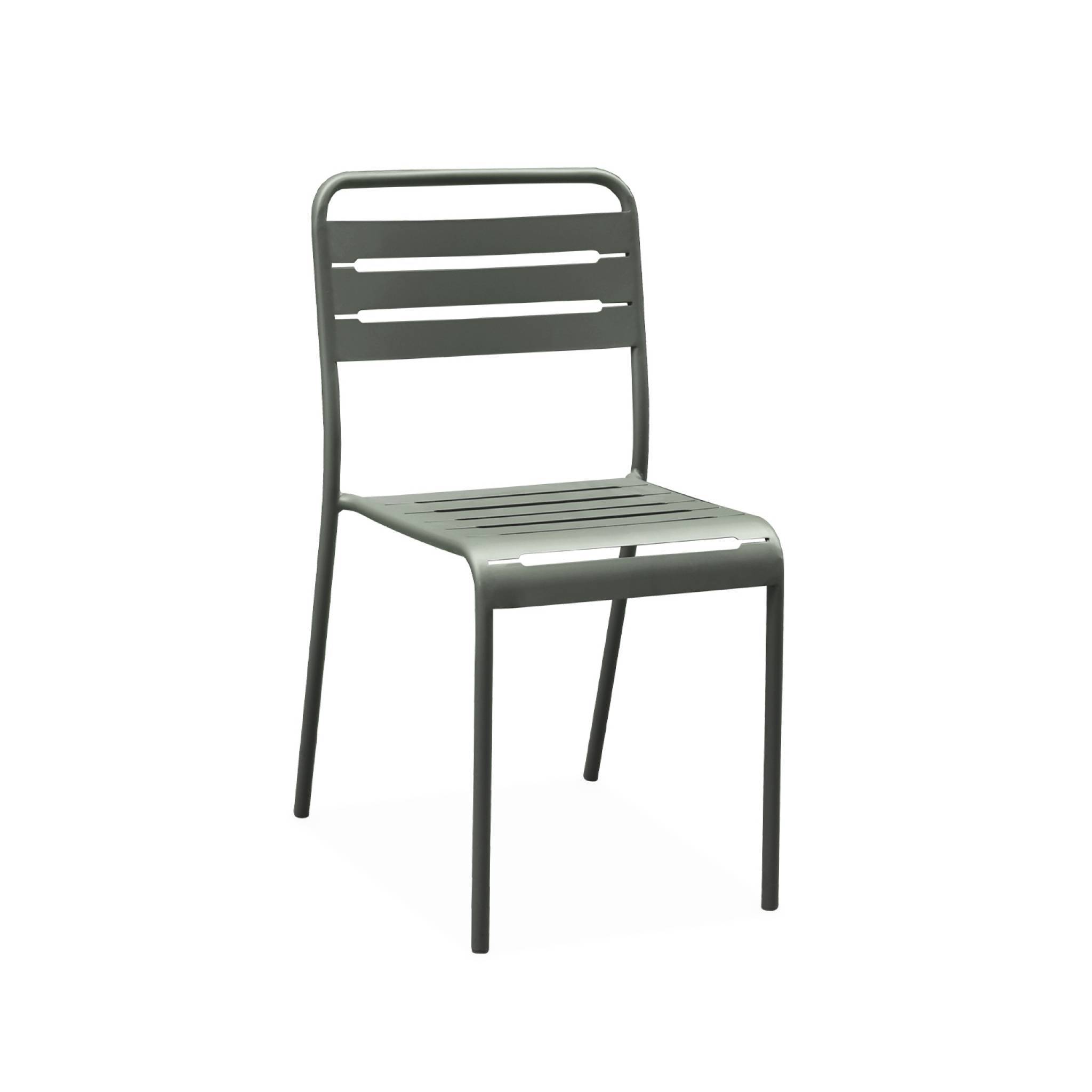 sweeek - Table de jardin métal + 6 assises kaki. acier traitement anti rouille | sweeek - Image 6