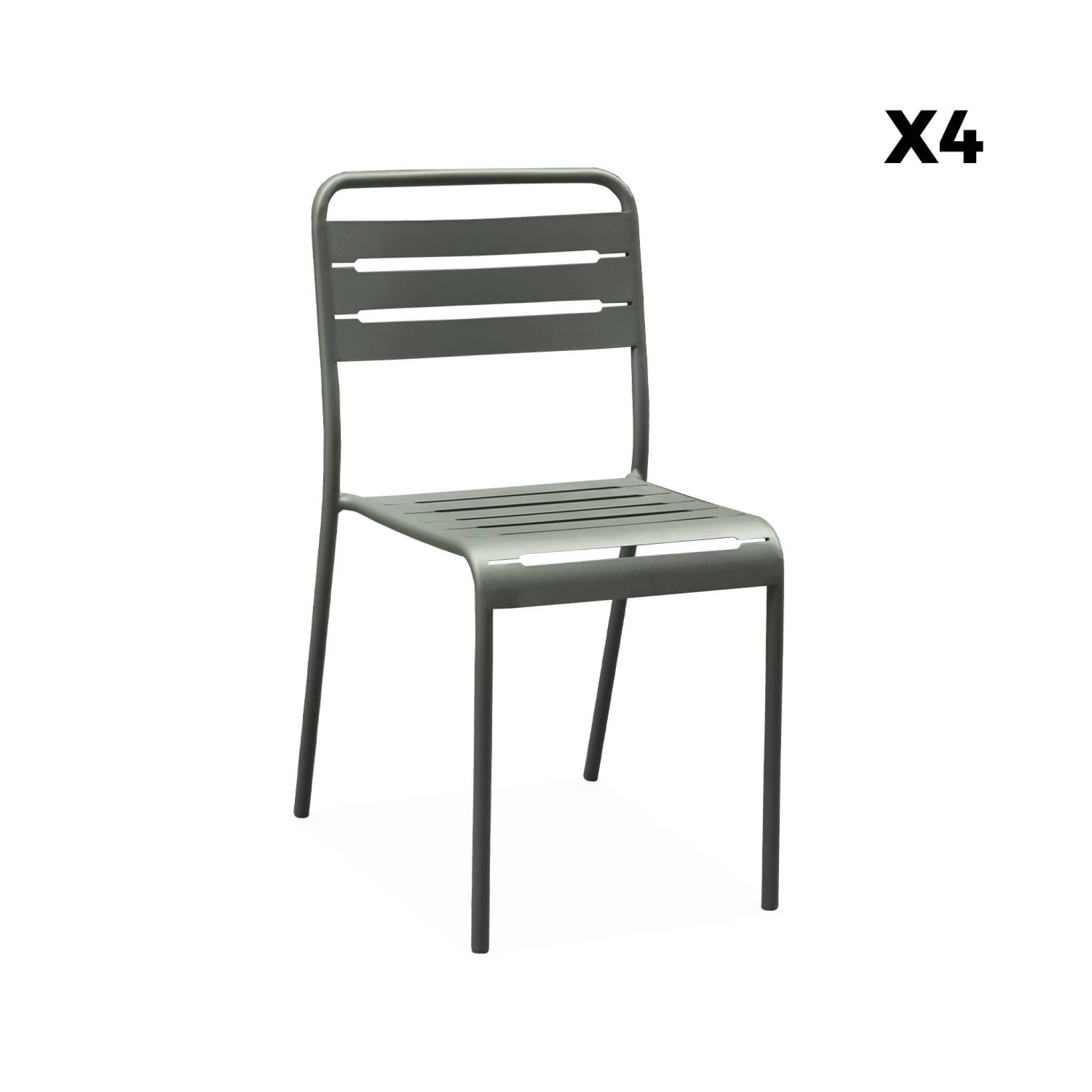sweeek - Table de jardin métal + 6 assises kaki. acier traitement anti rouille | sweeek - Image 7