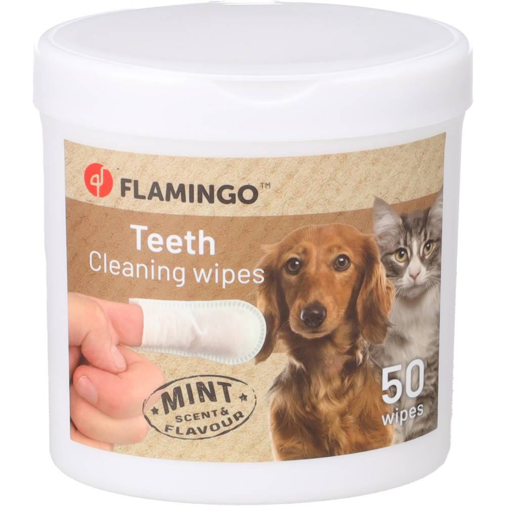 Flamingo - Lingettes nettoyage dents Reini 50 doigts à la menthe pour chat et chien - Image 2